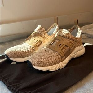 Tod's Tan Knit Slip-On Shoes